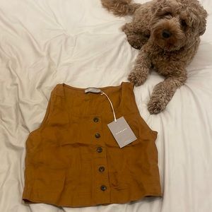 Everlane Linen Button Front Crop Tank